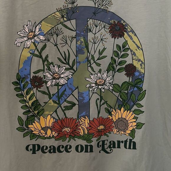Awake Peace on Earth Cotton T shirt Medium - Picture 2 of 4